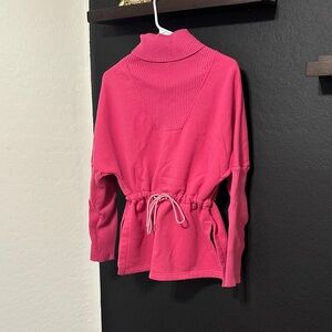 Pink Women's Sweater with Drawstring Waist